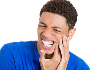 Sick man with tooth ache, pain, sensitive teeth