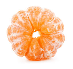Peeled tangerine (mandarin fruit) isolated on white background