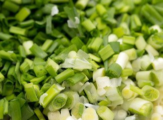background of chopped green onions. macro