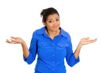 Upset young woman asking what's the problem?