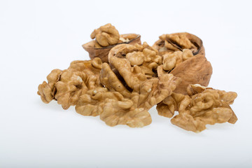 cracked walnut isolated on the white background