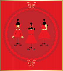 Different Cocktail and Evening Dresses on a mannequin