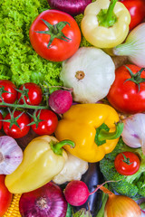Group of fresh vegetables isolated on white