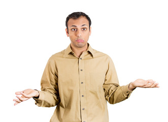 Arrogant man asking who cares? so what?