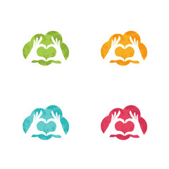 Shape of hearts from fingers, vector illustration.