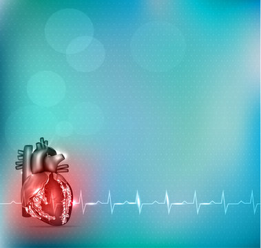 Colorful Cardiology background with detailed human heart anatomy