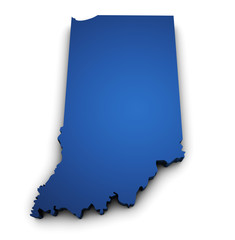 Map Of Indiana State 3d Shape - obrazy, fototapety, plakaty