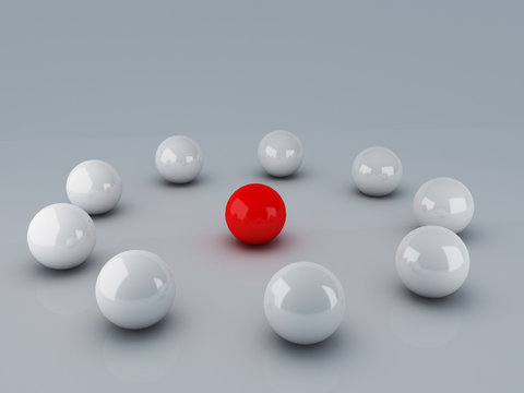 Red leader ball of white teamwork concept © Mego-studio