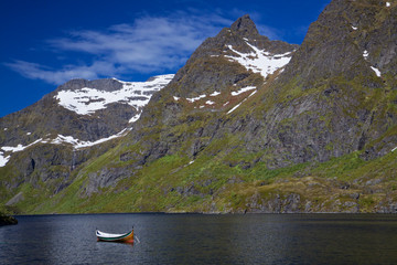 Canoe in fjord