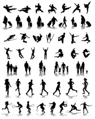 Black silhouettes of people in different situations 2, vector