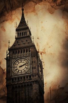 Aged Vintage Retro Picture of Big Ben in London