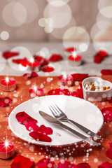 Table setting for valentines day