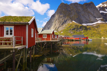 Fishing huts with sod roof