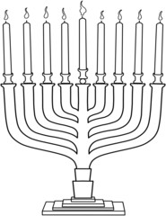 Hanukkah Lamp Hanukkiah Coloring Page