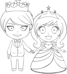 Prince and Princess Coloring Page 1