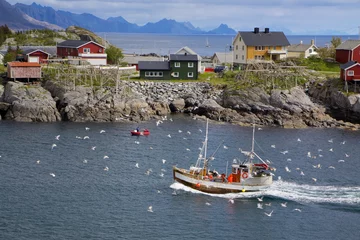Crédence de cuisine en verre imprimé Reinefjorden Fishing boat