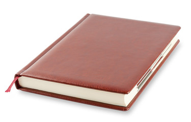 Brown diary with bookmark