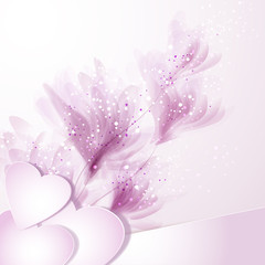 vector background with flowers and hearts