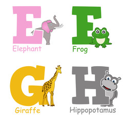 Alphabet animals from E to H