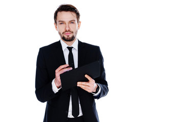 Businessman holding a tablet