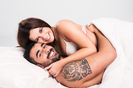 Love couple in bed