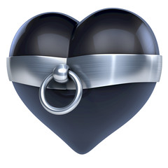 Schwarzes Herz (Lack, Latex) in Ring der O