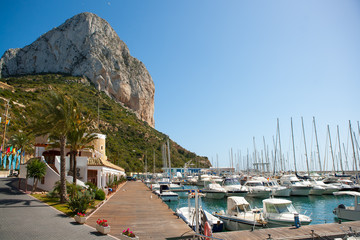 Calpe Alicante marina boats with Penon de Ifach