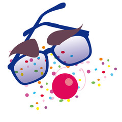 Brille mit Augenbrauen und Clownsnase Vektor