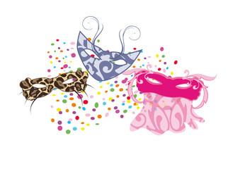 3 Augenmasken mit Konfetti Karneval Vektor