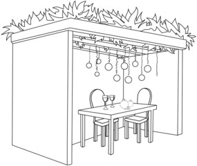 Sukkah For Sukkot With Table Coloring Page - 60812408