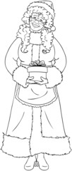 Mrs Santa Claus Holding A Present For Christmas Coloring Page - 60812458