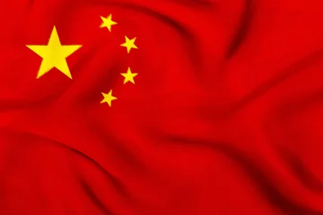 Foto auf Leinwand Stoffbeschaffenheit der Flagge von China © mrks_v