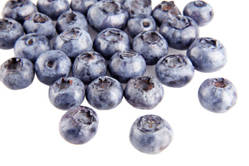 Group of fresh blueberries isolated on white background.