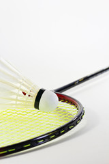 Badminton rackets and shuttlecock isolated