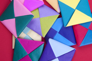 Pile of origami designs.