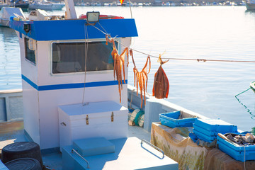 Fototapeta na wymiar Javea in alicante fisherboats in Mediterranean sea