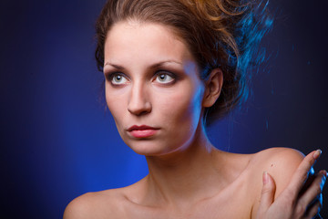 girl on blue background