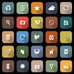 Ecology flat icons with long shadow