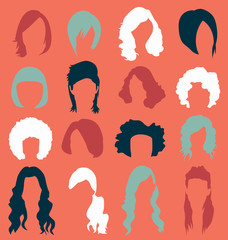 Vector Set: Retro Woman's Hair Style Silhouettes