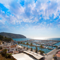 Naklejka premium Moraira Alicante marina nautic port high in Mediterranean