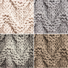 Set of Knitted Woolen textile background for winter time. Collec