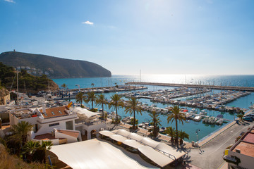 Moraira Alicante marina nautic port high in Mediterranean