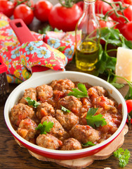 Meatballs in Italian tomato sauce.