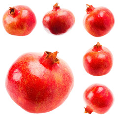 Pomegranate On White Background, Set, Collage