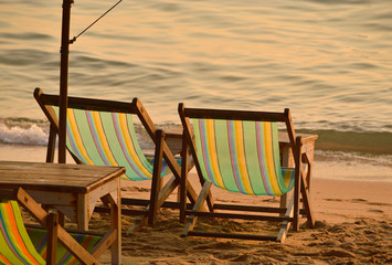 Two lounges in sundown, Pattaya, Thailand