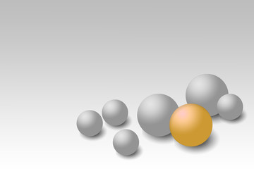 Concept with one yellow and grey balls
