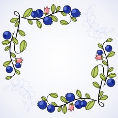 Elegant frame with blueberries.