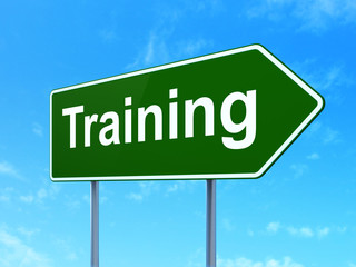 Education concept: Training on road sign background