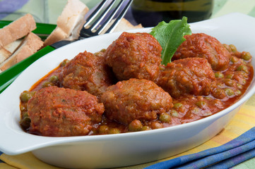 Meatballs and peas