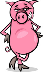 funny pig cartoon illustration